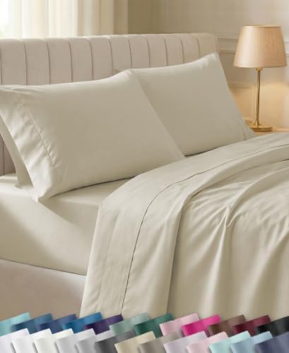 California Design Den Soft 100% Cotton Sateen Queen Bedsheets, 4 Pc Set by CaliforniaDesignDen