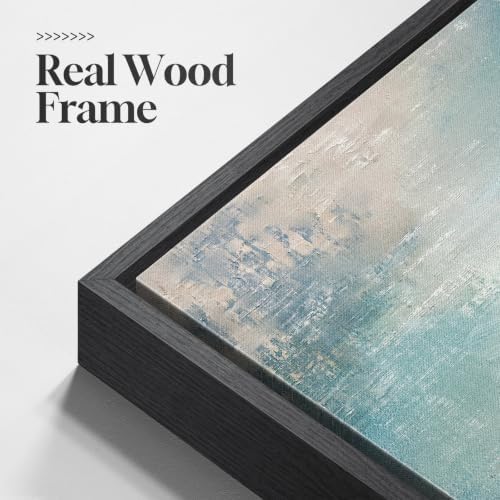 Framed Abstract Coastal Ocean Wall Art, Blue Vertical Art Print, 20x40 Inch - Image 5
