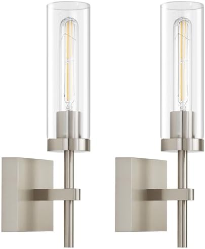 SANTOSTOCK Brushed Nickel Battery Operated Wall Sconces with Remote Control, Wireless Wall Sconce Set of 2, Rechargeable Cordless Wall Lights for Living Room Bathroom Hallway Entryway Stairwell, 3000K by SANTOSTOCK