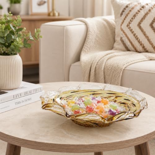 Hand Blown Glass Bowl Decorative Dish Fruit Bowl Home Decor - Image 3