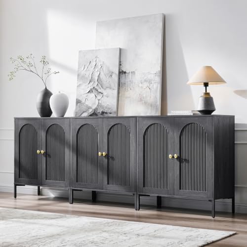 IFBUY 92.63" W Mid Century Modern TV Stands for Living Room, Dark Grey - Image 3
