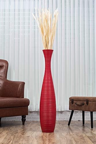 Leewadee Large Floor Vase 41 inches Mango Wood for Pampas Grass, Dried Flowers - Image 2