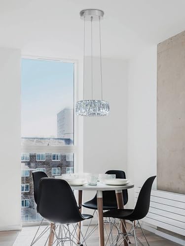 Modern LED Dimmable Crystal Chandelier 8" Ring Silver Pendant Light Fixtures for Kitchen Island Dining Room Living Room - Image 4