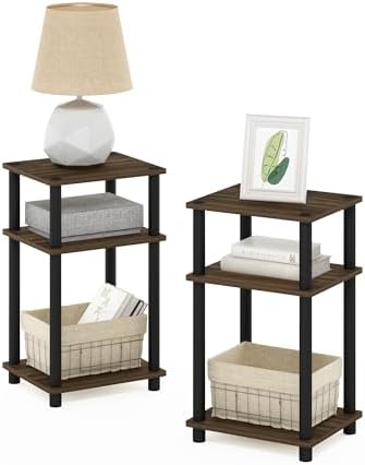 Furinno JUST Set of 2 Toolless 3-Tier Night Stand, Columbia Walnut - Image 5