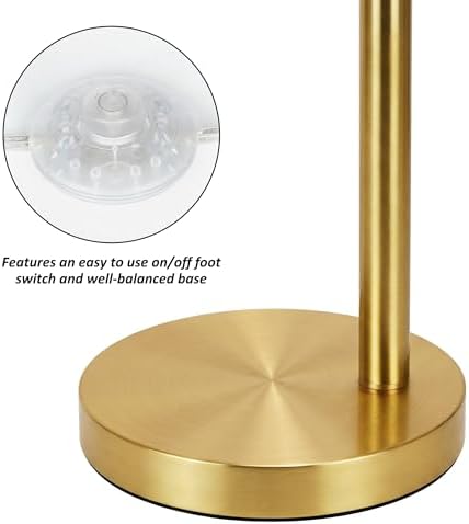 QiMH 3 Lights Floor Lamps for Living Room, 72" Tall Lamp with Amber Glass Shade, Large Tree Floor Lamp with Foot Switch, Modern Arch Floor Lamp for Bedroom Office, Brushed-Gold, 2700K Bulbs Included - Image 5