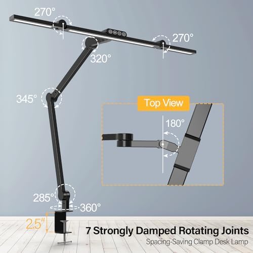 Micomlan Desk Lamp with Clamp, Architect Led Desk Lamp for Home Office with Remote Control, 24W Ultra Bright Auto Dimming Computer Light Adjustable Table Light for Working Workbench (Remote) - Image 3