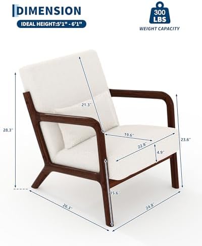 Garvee Mid Century Accent Chair Set of 2, Armchair with Lumbar Pillow - Image 6
