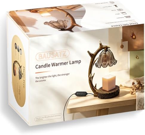 BAUSATZ Candle Warmer Lamp, Candle Light Warmer, Candle Lamp Warmer, Candle Warmer with Timer, Birthday Gifts (Resin Reindeer Antler Design) (Gift Box) by bausatz