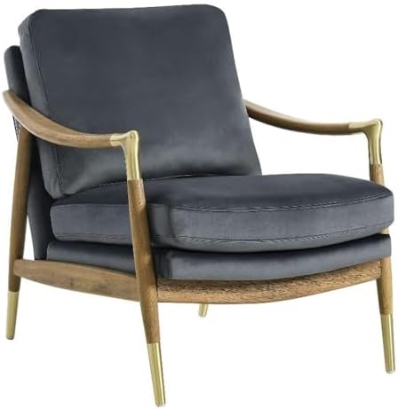 Modway Langford Stain-Resistant Performance Velvet Armchair – Mid Century Modern Velvet Chair with Wood Frame – Upholstered Accent Chair for Living Room or Bedroom by Modway