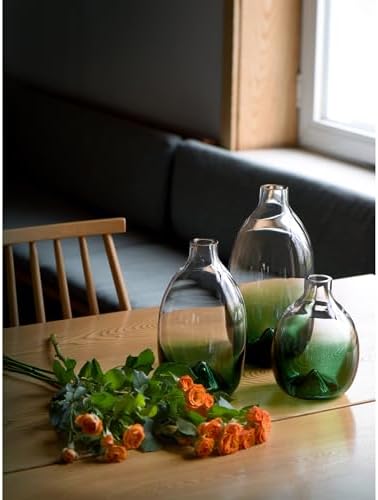 CONVIVA Modern Green Glass Flower Vase Set, 3 Sizes 11" 9" 7" Height - Image 4