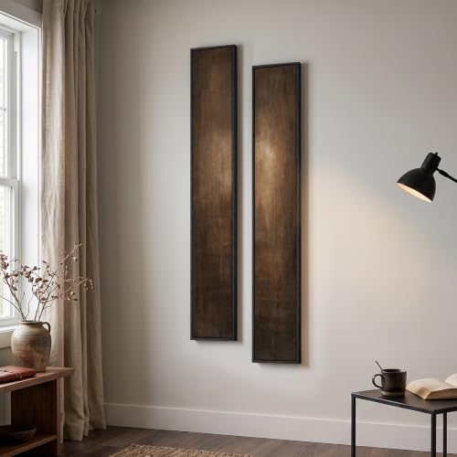 Framed Neutral Abstract Wall Art, Set of 2 Brown Vertical Canvas Prints - Image 2