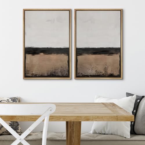 SIGNWIN Framed Canvas Print Wall Art Abstract Landscape Neutral Tones with Horizon Line Illustrations Modern Art Decorative Contemporary for Living Room, Bedroom, Office - 24"" x36 x2 Natural - Image 4