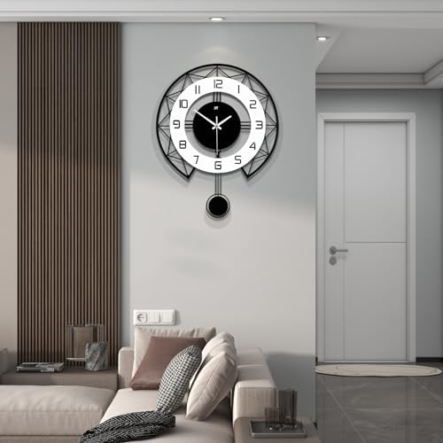 Large Wall Clock for Living Room Decor Modern Silent Pendulum Wall Clock for Home House Kitchen Bedroom Decorative Big Wall Clock Non Ticking Battery Operated Quartz for Indoor Bathroom 17 Inch - Image 2