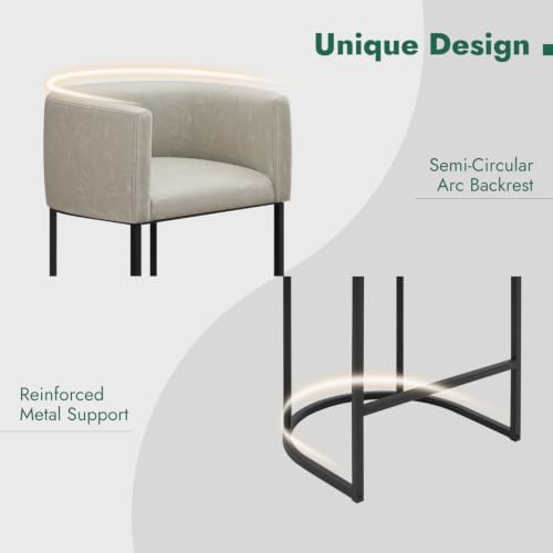 Counter Height Bar Stools Set of 4, Modern Counter Stools for Dining Room, 24 Inch Barstools for Kitchen Island, Faux Leather Bar Stool with Metal Legs and Back Footrest, Greige(White) - Image 4