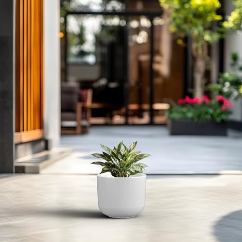 Kante Modern Home Minimalist 9" Dia White Concrete Capsule Planter - Image 4