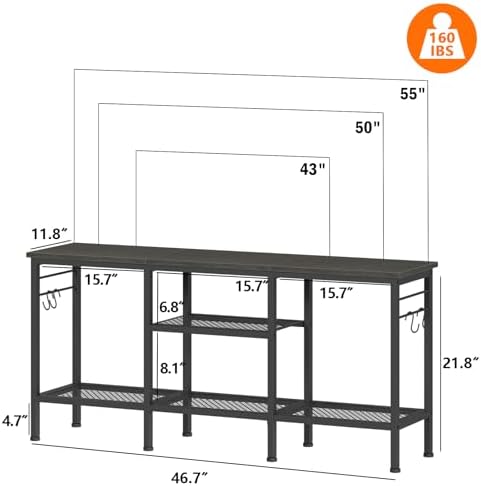 Furologee TV Stand, Entertainment Center with Open Shelves, Black Oak - Image 2