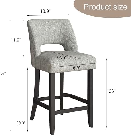 VKNOW Bar Stools Set of 4, 26" Upholstered Counter Height Bar Stools - Image 2