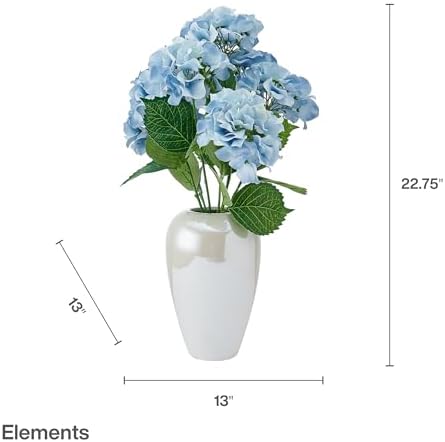 Elements Artificial Hydrangea Floral Arrangement in Vase, 23 Inch Faux Silk Greenery Decor for Home, Living Room, Bedroom, Kitchen, Office - Lifelike Fake Flowers Display - Image 3