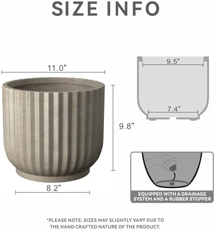 Kante Small Round Pedestal Weathered Concrete Planter 11" Dia, Outdoor - Image 2