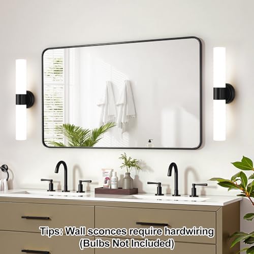 Wall Sconces Set of Two, Modern Bathroom Sconces Wall Lighting with Milky White Glass, Matte Black Sconces Wall Decor Set of 2 for Bathroom Mirror Bedroom Living Room Hallway - Image 7