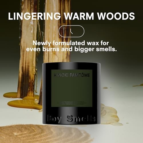 Boy Smells Hinoki Fantôme Scented Candles for Men and Women - Soy, Coconut Wax Candle Blend - Aromatic Candles for Home with Japanese Cypress, Jasmine and Smoked Amber - Image 3