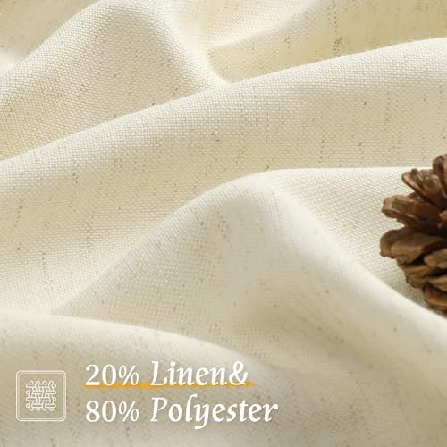 LAMIT Light Beige Linen Textured Curtains 63 inch Length for Living Room - Image 2