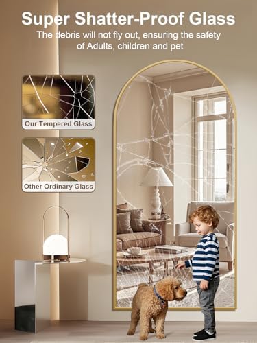 71"x32" Floor Mirror Full Length, Arched Full Length Mirror with Stand, Large Full Body Mirrors for Bedroom Living Room or Cloakroom Gold - Image 5