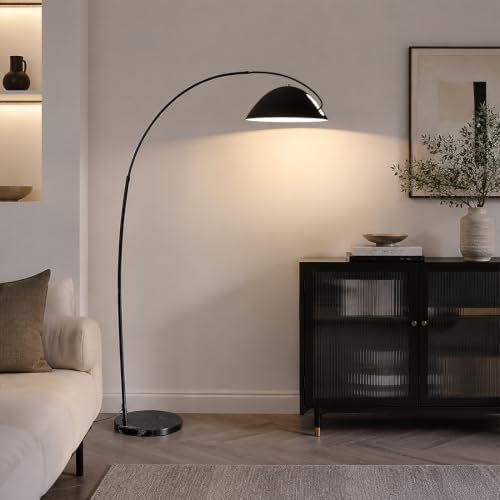 Black Arc Floor Lamp,70"Arch Floor Lamps for Living Room Modern Arched Floor Lamp Metal Curved Arc Floor Light with Black Marble Base Arch Standing Lamp for Offices Bedrooms,E26 Bulb,3 Light Color - Image 6