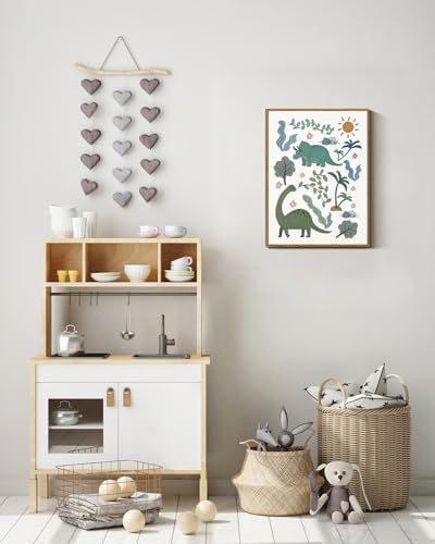 InSimSea Framed Wall Art Vintage Decor, Dinosaur Nursery Prints, 12x16In - Image 2
