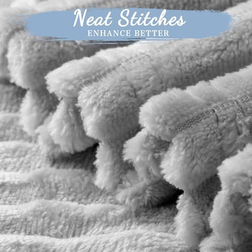 Buryeah 6 Pcs Flannel Blankets Bulk,Fall Outdoor Wedding, Light Gray - Image 3