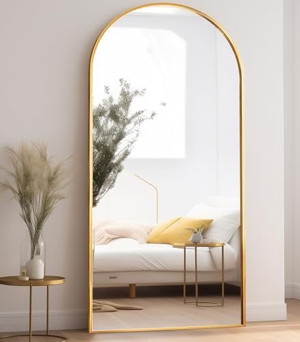 Full Length Mirror, 78"x38" Arched Floor Length Mirror with Stand, Gold Body Mirrors Hanging or Leaning, Wall Mirrors Freestanding with Aluminum Frame for Living Room, Bedroom - Image 3