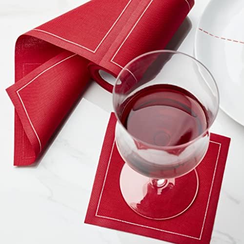Cotton Cocktail Napkin - 4.3 x 4.3 in - 50 units per roll - Lipstick Red - Image 3