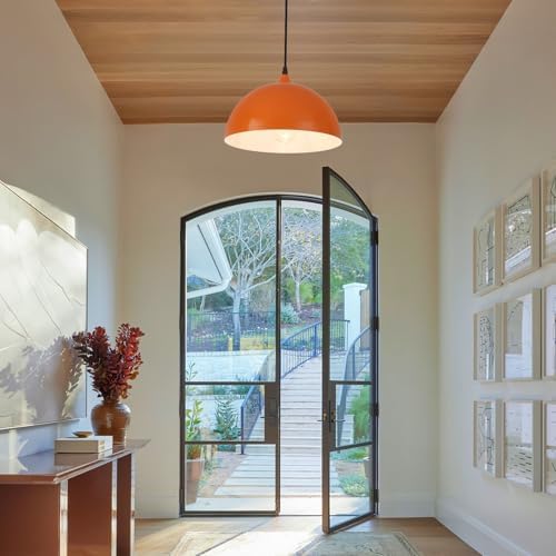 Orange Plug in Pendant Light 2 Packs 11.8inch, Modern Pendant Light, Kitchen Pendant Lights, Pendant Lights Kitchen Island, Hanging Lights with Plug in Cord 14.7 ft - Image 5