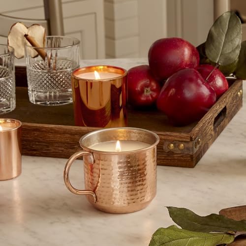 Thymes Simmered Cider Copper Candle, Warm and Spicy Apple Scented for Home, Notes of Apple, Clove, and Cardamom, Premium Gifts for Women & Men, Fall Decor (Copper Cup, 10 Oz) - Image 2
