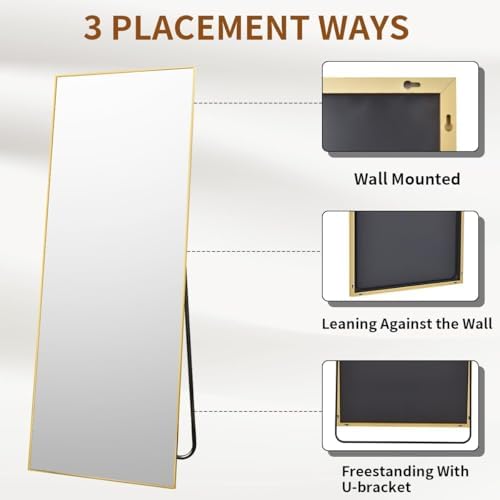 VooBang Mirror Full Length - 21" x 57" Floor Mirror with Stand Gold - Image 5
