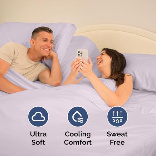 Flex Top Split Head King 4 Piece Sheet Set - Ultra-Soft - Light Lavender - Image 5