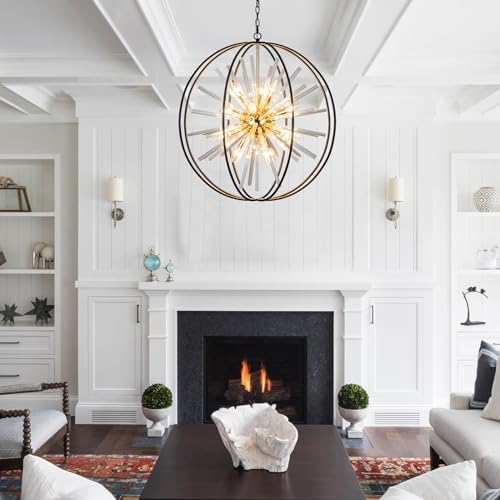 Vezzio Black and Gold Crystal Chandelier for Dining Room Kitchen Island - Image 6