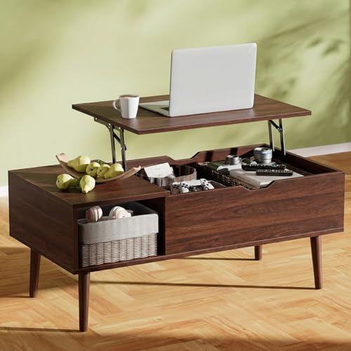 OLIXIS Coffee Table with Storage for Home Living Room Office, Dark Brown by OLIXIS