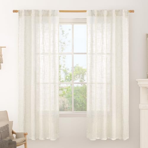 LAMIT Light Filtering Linen Curtains 72 inches Long for Bedroom, 2 Panels by LAMIT