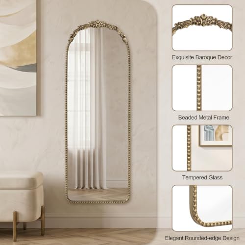 Vintage Mirror Full Length 19"x53" Antique Gold Full Body Mirror - Image 3