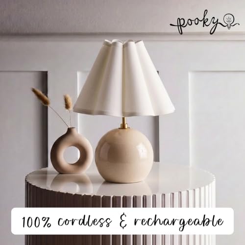 Pooky Lighting Cecily Rechargeable Ceramic Table Lamp 15" - Cordless Lamp - Image 2