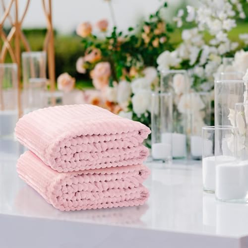 Buryeah 12 Pcs Flannel Blankets Bulk,Fall Outdoor Wedding, Light Pink - Image 6