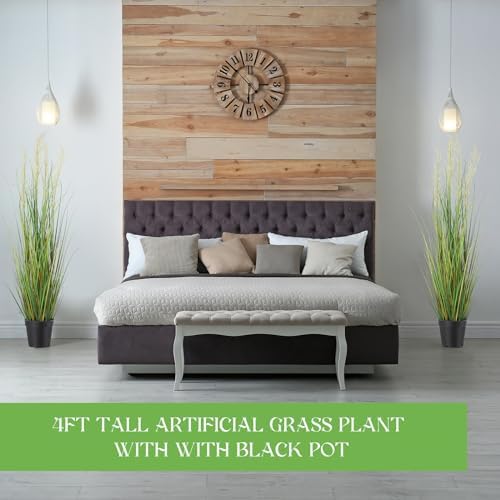 Jexine 6 Pcs 4 ft Tall Artificial Grass Plant Potted Artificial Greenery Floor Plants Faux Pampas Grass Tall in Pot for Housewarming Gift House Garden Bathroom Lobby Outdoor Decoration - Image 4