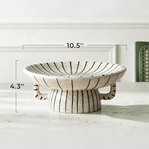 DOWAN 10.5'' Large Decorative Bowls, Handcrafted Ceramic Bowls for Home Decor, Centerpieces for Tables, Chic Key Holder for Entry Table, Unique Hand-painted Modern Art Deco Bowl - Image 7