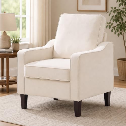Weture Mid-Century Accent Chair, Beige Armchair Living Room Chairs by Weture