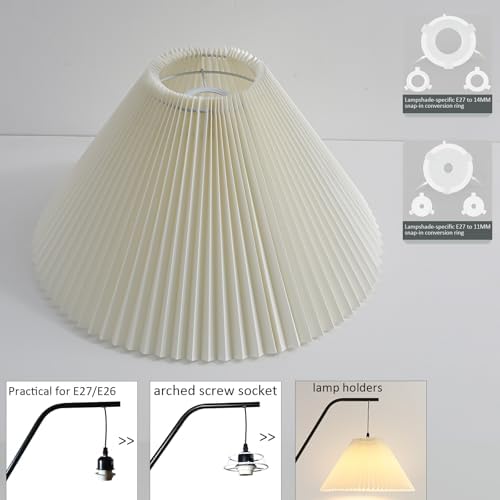 Pleated Lamp Shade for Arc/Arched Table Lamp/Floor Lamps Replacement Shade 5.9"Top X 16.5"Bottom X 11"High-Cream - Image 3