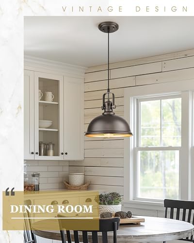 Oil Rubbed Bronze Pendant Light Kitchen Island, 11.5" Metal Shade - Image 5