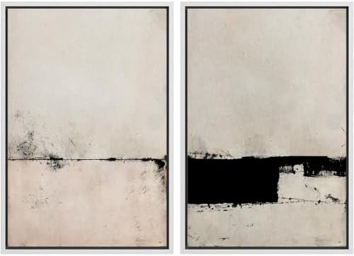 SIGNWIN Framed Canvas Print Wall Art Set Pastel Industrial Grunge Landscape Abstract Shapes Illustrations Minimal Decorative Nordic Relax/Zen for Living Room, Bedroom, Office - 24"" x36 x2 White by SIGNWIN