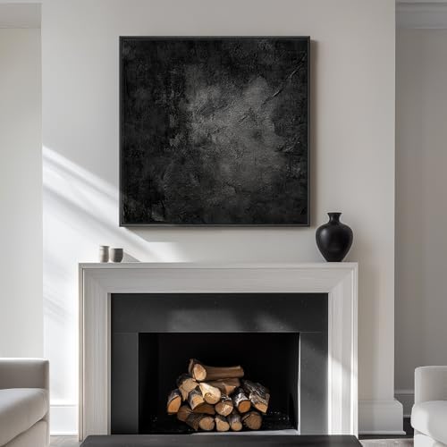 Framed Modern Black Abstract Square Wall Art Decor for Living Room, 30x30 - Image 4