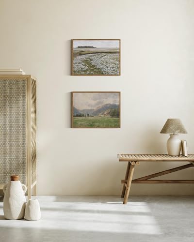 InSimSea Framed Canvas Wall Art Vintage Decor, Retro Landscape Canvas Wall Art, Wild Field Pictures for Bathroom Wall Decor, Wall Decorations for Living Room, Dining Room Decor, 12"x16" - Image 4